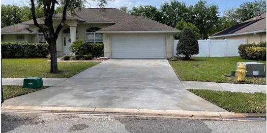 After: concrete driveway, cleaned