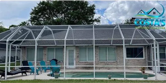 Before: pool screen enclosure from the yard