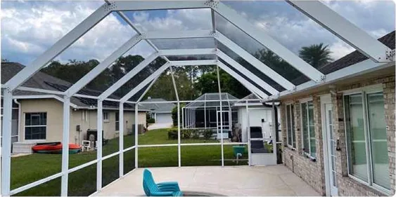 After: inside a screened pool enclosure, cleaned