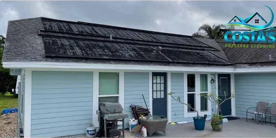Before: shingle roof with solar panels
