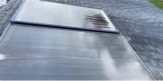 After: dirty solar panel, cleaned